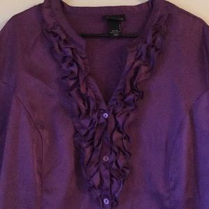 Lane Bryant ruffle front button down top